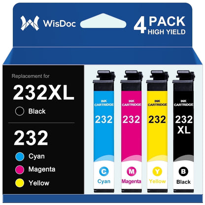 232XL Ink Cartridges for Epson 232XL 232 Ink for Workforce WF-2930 WF-2950 Expression XP-4200 XP-4205 Printer (Black,Cyan,Magenta,Yellow, 4-Pack)