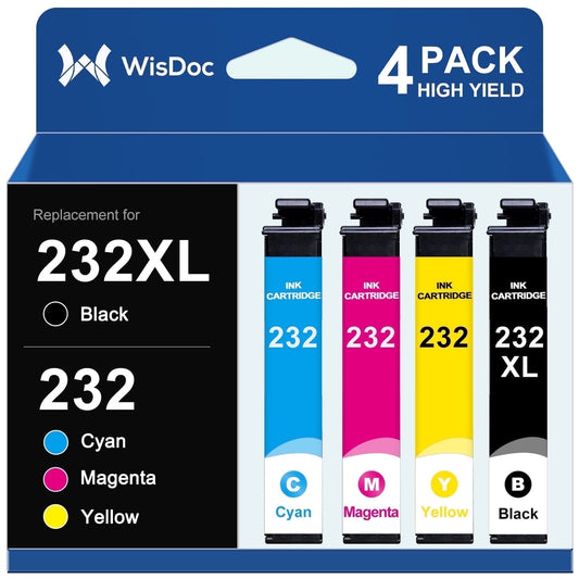 232XL Ink Cartridges for Epson 232XL 232 Ink for Workforce WF-2930 WF-2950 Expression XP-4200 XP-4205 Printer (Black,Cyan,Magenta,Yellow, 4-Pack)
