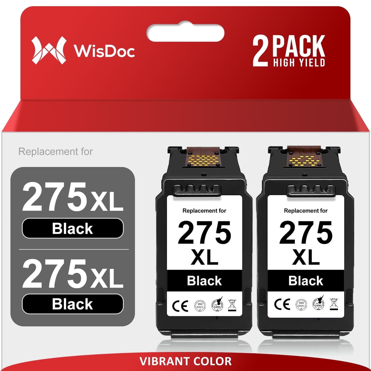 275XL Ink Cartridges for Canon ink PG 275 Black Ink Cartridge for Pixma TS3522 TS3520 TS3500 TR4722 TR4720 TR4700 (2 Black)