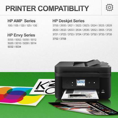 65XL Ink Cartridges Compatible for HP 65 Black Ink Cartridges for HP Ink 65 65XL HP DeskJet 3755 3772 3700 3752 3722 2600 2622 2652 Envy 5055 5000 5070 Printer (2 Black)