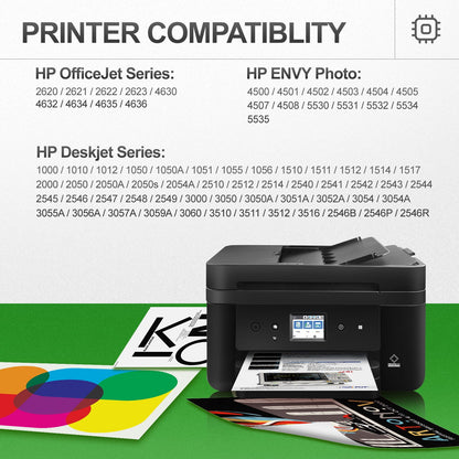 61XL Ink Cartridge Compatible for HP Ink 61 Compatible for HP 61 Ink Cartridge for HP Envy 5530 4500 Officejet 4630 4635 Desket 2540 1000 1510 Printer (1 Black,1 Color)