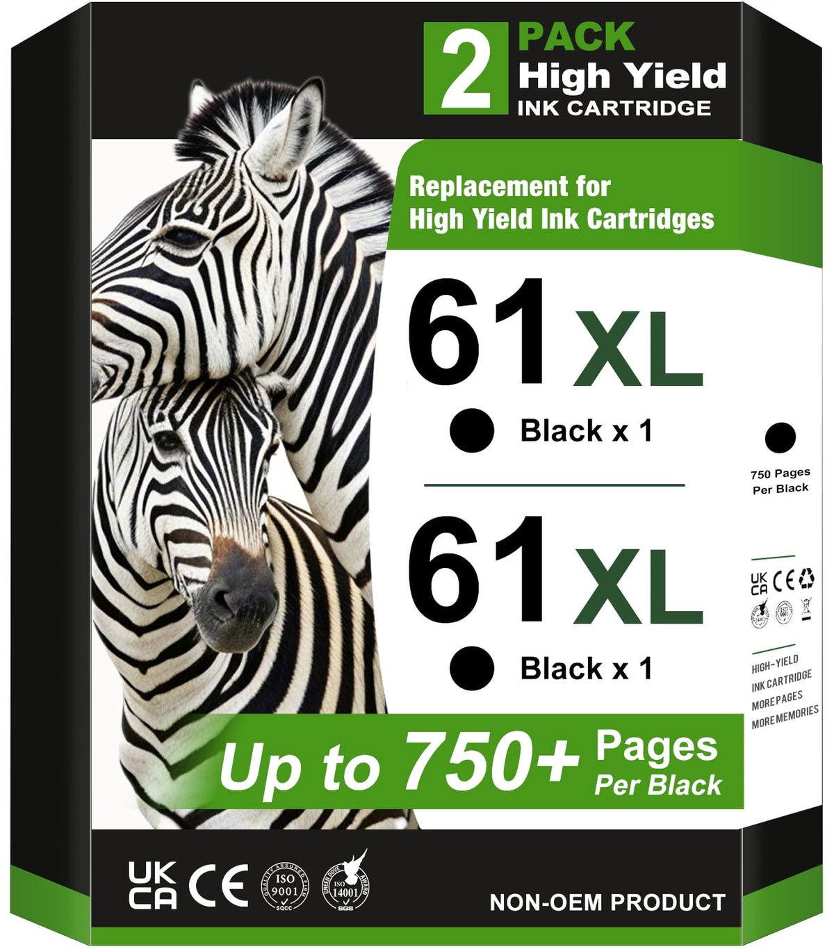 61 Ink Cartridges Compatible for HP 61XL 61 XL for HP Envy 4500 4501 4502 5530 Deskjet 2540 30501000 1050 1056 1510 1512 1010 1055 OfficeJet 4630 Printer (2 Black)