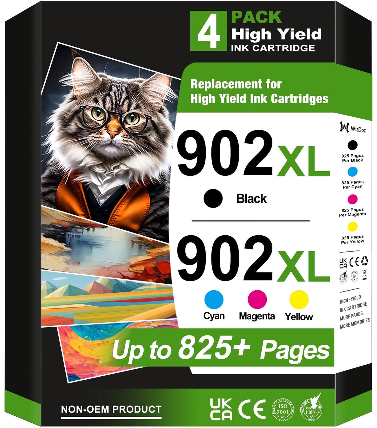 902 XL Ink Cartridge Compatible for HP 902 XL Ink Cartridges for HP Officejet Pro 6950 6958 6960 6962 6968 6970 6978 Printer (4 Pack)