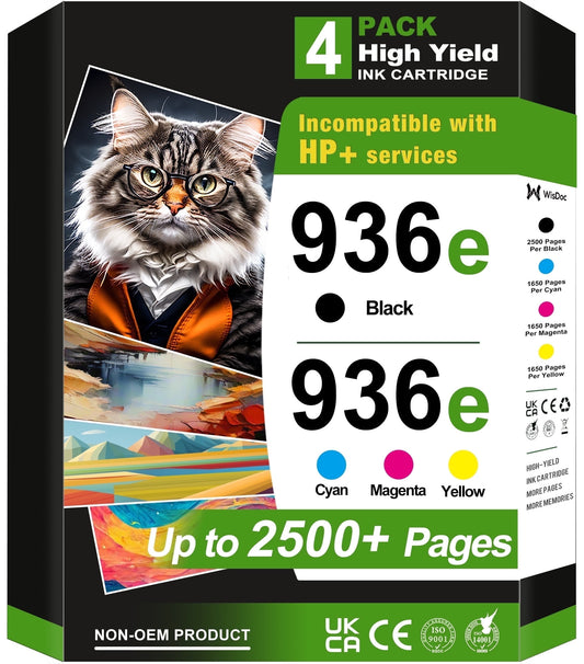 936 936e Ink Cartridges Compatible with HP - High-Yield Printer Ink Cartridge with Chip for HP OfficeJet Pro 9110b 9125e 9735e Printers (4-Pack)
