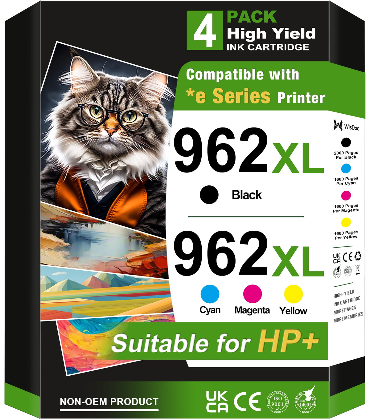 962XL Ink Cartridges Compatible for HP 962 962 XL Ink Cartridges for HP 9018e 9015e 9010 Series Printer (4 Pack)