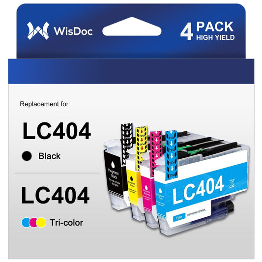 LC404 Ink Cartridge for Brother LC404 LC-404 ink for Brother MFC-J1205W MFC-J1215W MFC-J1205W Printer (Black Cyan Magenta Yellow, 4 Pack)