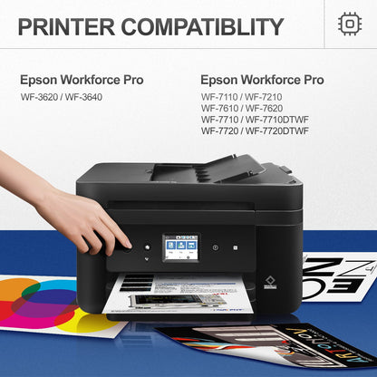 252 252XL Ink Cartridge for Epson Workforce WF-7620 WF-7710 WF-3640 WF-3630 WF-3620 WF-7610 WF-7110 Compatible with Epson Printer (Black Cyan Magenta Yellow,5-Pack)