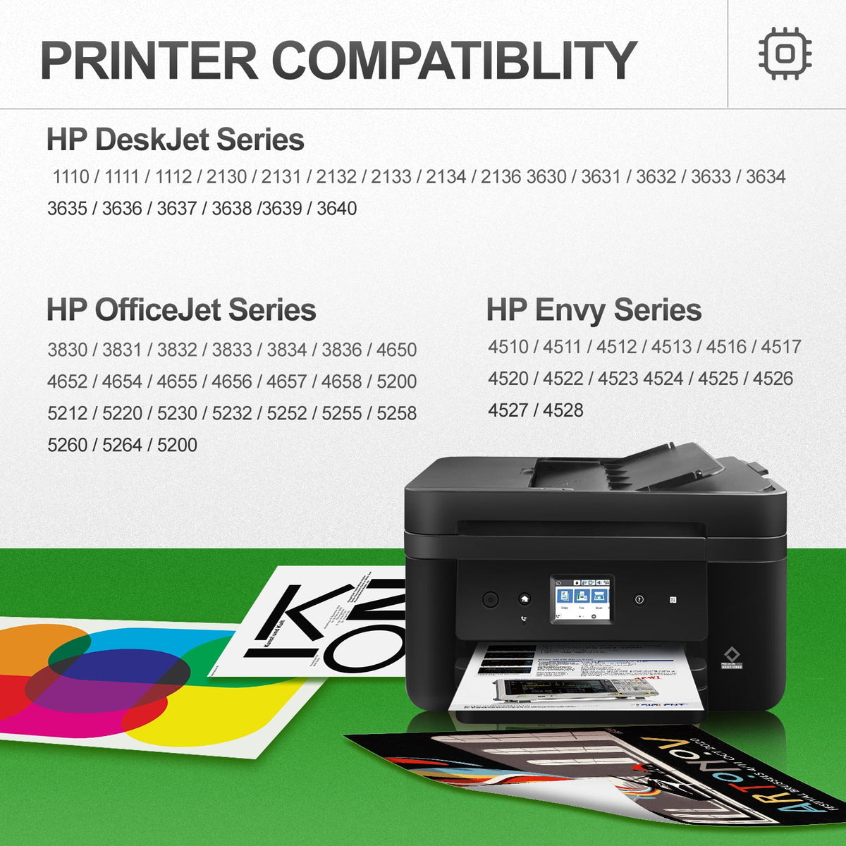 63XL Ink Cartridges Compatible for HP 63 Black Ink Cartridge for HP 3830 4650 4652 4655 5200 5252 5255 5258 4520 4512 1112 2132 3630 3632 Printers (2 Black)